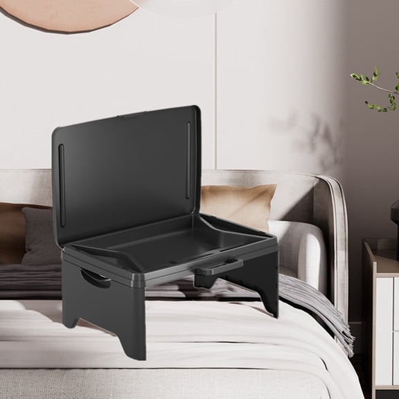 LITINKIMI Folding Black Portable Laptop Desk with Storage Tray for Bed Use