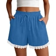 thumbnail image 3 of Sentmoon Womens Shorts Drawstring High Waist Beach Shorts Breathable Solid Color Lace Regular Fit Workout Shorts Comfy for Running and Training Beach Supplies S-2XL, 3 of 8