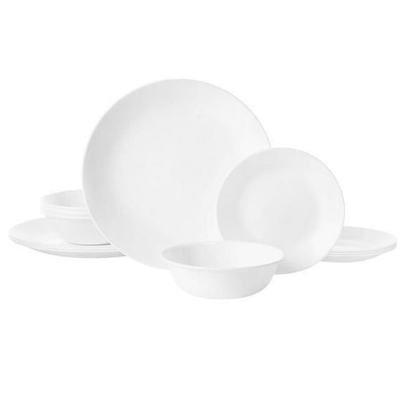 Corelle Winter Frost White 12-Piece Glass Dinnerware Set (Service for 4), Corelle 12pc dinnerware set