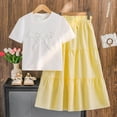 thumbnail image 2 of Weebloom Teen Girls Summer Outfits Short Sleeve Top With 3D Bow A Line Skirt Girl Clothes Set Size 7-8 Years Yellow, 2 of 9