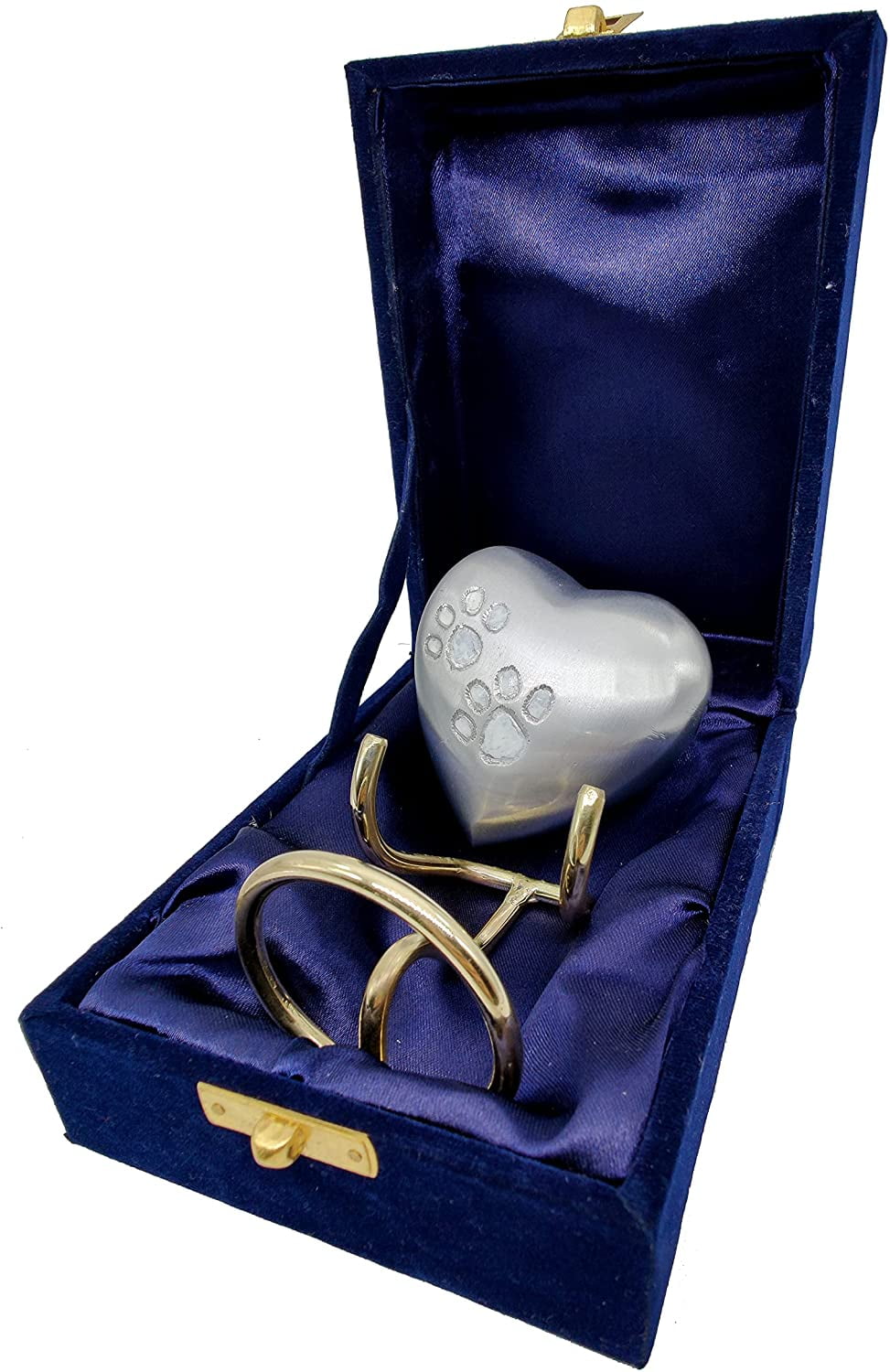 5MOONSUN5's Handcrafted Heart Urn Keepsake Cremation Paw Urn for Human pet Ashes Engraved Urn Heart Shaped - Perfect for Adults & Infants Honor Your Loved One. Comes with Brass Stand & Premium Box