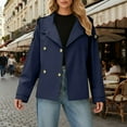 thumbnail image 2 of Fiaer Work Jackets for Women Double Plus Size Shirts Long Sleeve V Neck Lapel Collared Trendy Solid Tops with Pocket Navy XL, 2 of 6