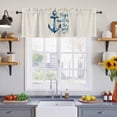 thumbnail image 3 of 2 Pack Blue Anchor Valance for Window Watercolor Hope Anchors The Soul Linen Texture Kitchen Valance Rod Pocket Short Curtain Topper Decorative Window Treatment for Living Room Bedroom 42"x12", 3 of 9