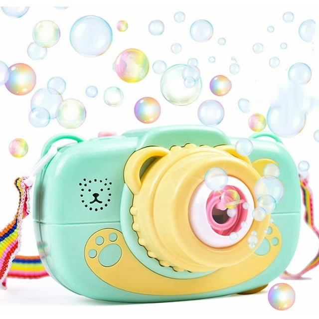 Camera Bubble Machine for Kids,Leak-Resistant Bubble Maker with Solution,Fun Toys for Wedding,Birthday Party,Outdoors (Green)
