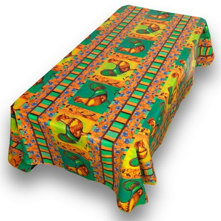 Oblong Vinyl Tablecloth - Carnation Rooster Premum Quality Vinyl Flannel Back Oblong Tablecloth 52