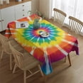 thumbnail image 2 of Rainbow Tie Dye Ray Circle Pattern Rectangle Tablecloth 60"x84",Waterproof Polyester Rectangle Table Cloth, Wipeable Spillproof Polyester Tablecloth for Dining, Camping, Indoor and Outdoor, 2 of 5