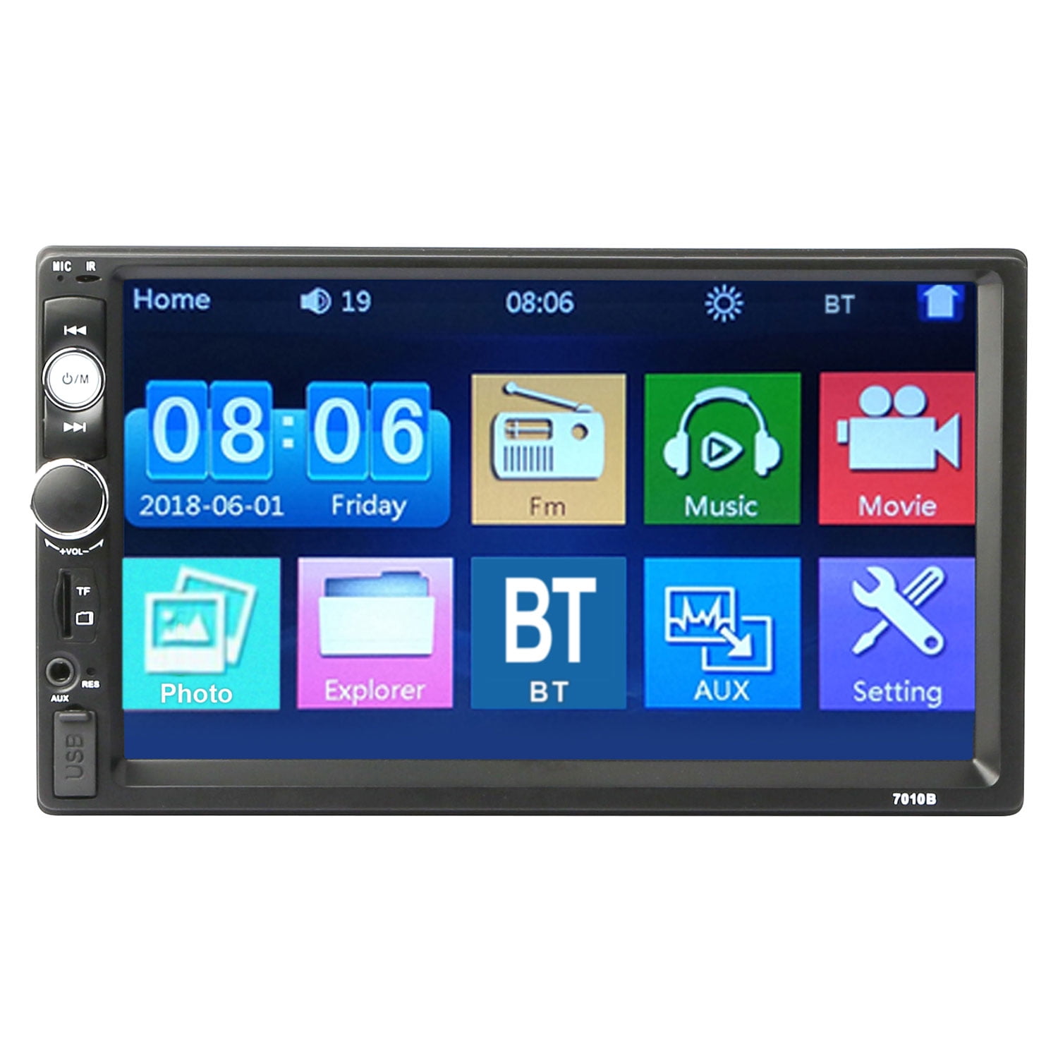 7/" 1080P 2DIN Touch Screen Car Stereo MP5 Player BT AUX USB TF FM Radio w//Camera