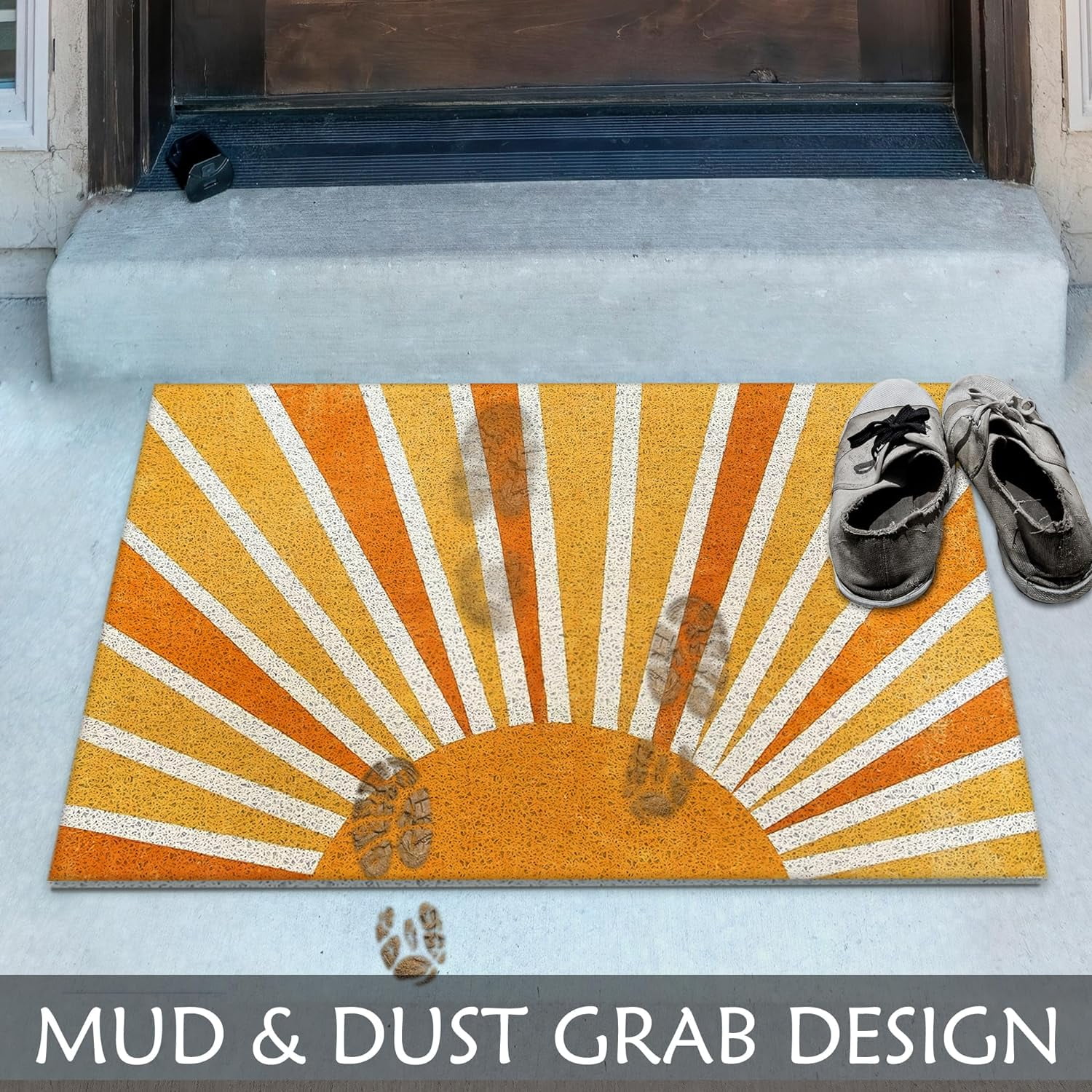 Boho Door Mats Outdoor - Retro Sun Front Door Mat, Boho Welcome Mat, Boho Door Mat Doormat Outdoor Indoor Entrance, Indoor Door Mats for Entryway, 17x30
