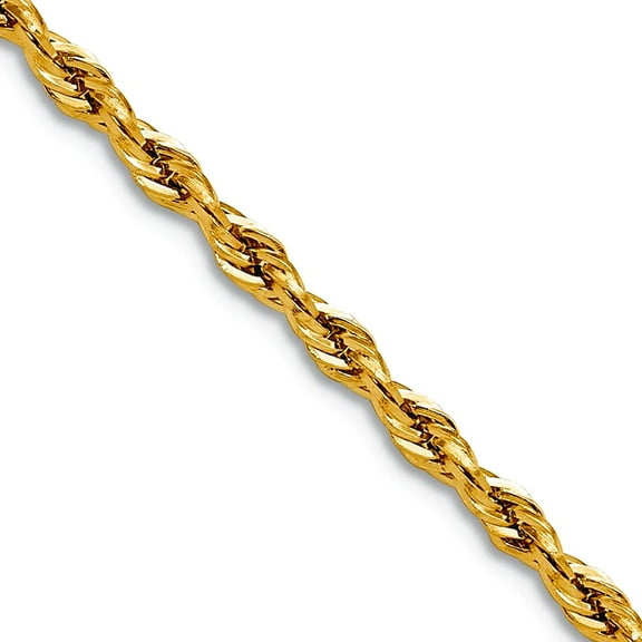 10k Yellow Gold 2.5mm Semi-solid Rope Chain Necklace 16 Inch Chain Necklace for Women and Men
