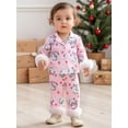 thumbnail image 5 of RUINIXCW Mommy and Me Christmas Pajamas Set Mom and Daughter Matching Pajamas Santa Print Button Down Long Sleeve Lapel Tops Pants Family Christmas Silk Satin PJS Sleepwear, 5 of 9