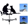 thumbnail image 4 of Garden Decorative Weather Vane Stainless Steel Carved Hollow Design Black Wind Direction Indicator, 4 of 5