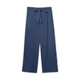 thumbnail image 5 of Linen Pants Women 2026 Spring Summer Fashion Straight Leg Pant Casual High Waisted Loose Trousers with Pockets Navy XL, 5 of 8