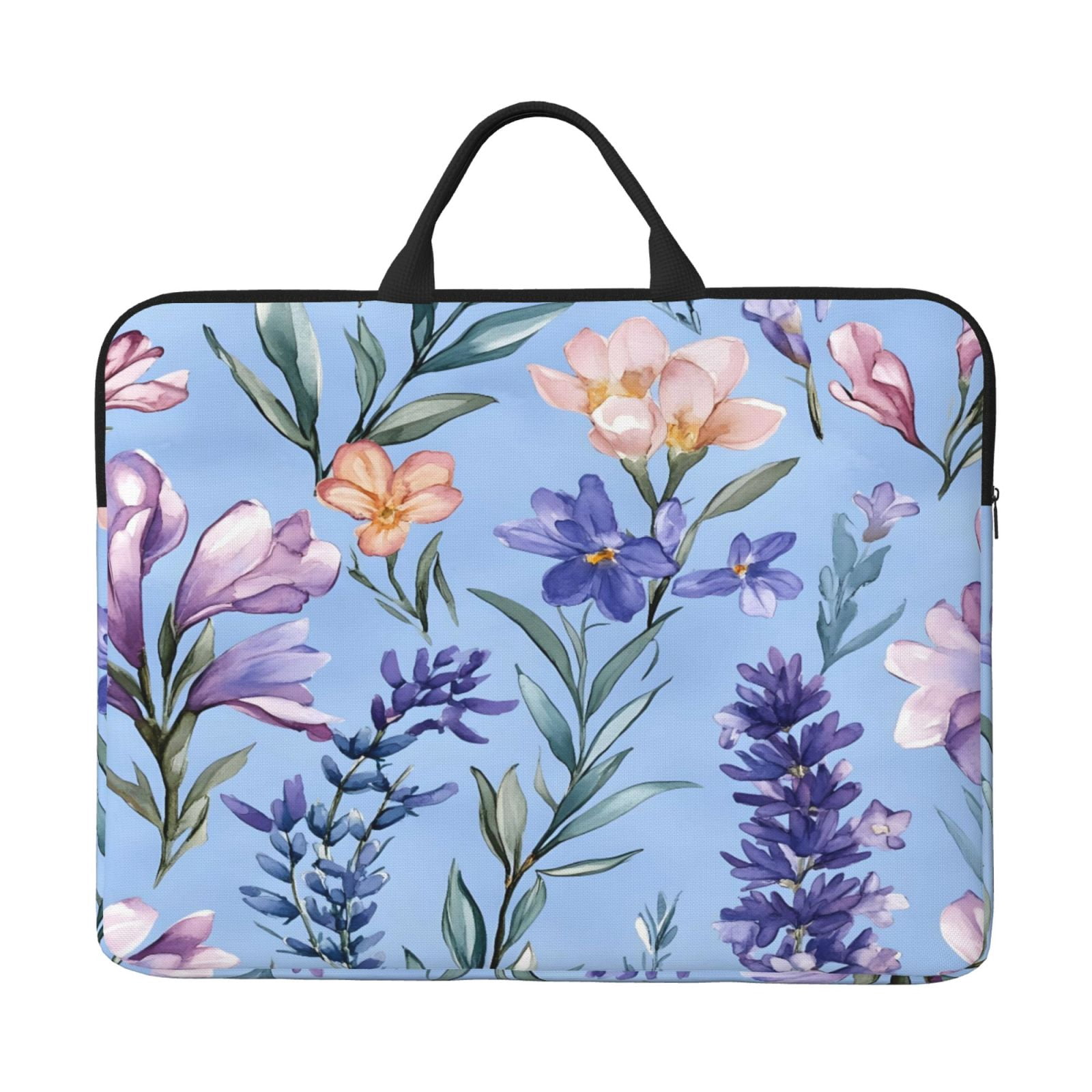 Laptop Sleeve Bag For Women Men 14inch Waterproof Durable Protective Computer Carrying Cover Handle Laptop Case Bag Flowers Lavender