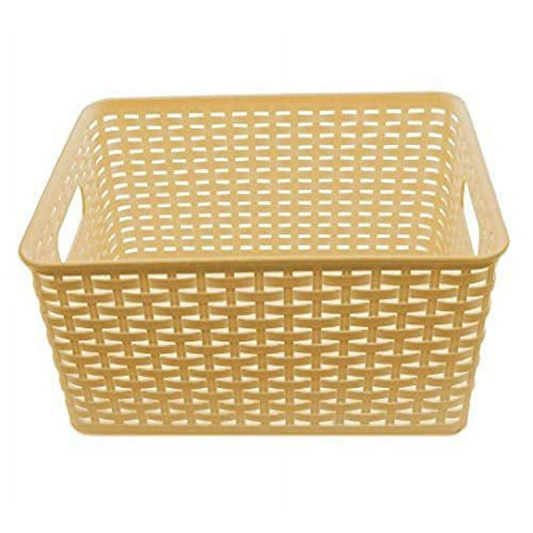 Plastic rattan storage baskets deals