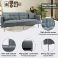 thumbnail image 3 of Modern Convertible Folding Futon Sofa bed with Adjustable Backrest, Linen Upholstered Couch with 2 Pillows and 6 Metal Legs, Comfy Loveseat for Living Room Bedroom Apartment, Dark Gray, 3 of 6