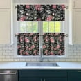 thumbnail image 3 of Kitchen Curtains and Valance Set 24 Inch Tier Pioneer Colorful Floral Curtains Small Drapes for Cafe Living Room Bathroom Farmhouse 3 Pieces Set Rod Pocket, 3 of 6