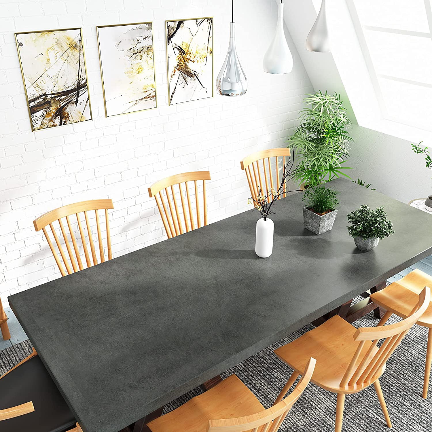 VEELIKE 15.7''x354'' Charcoal Black Concrete Wallpaper Peel and Stick Thick Concrete Contact Paper for Countertops Waterproof Self Adhesive Removable Vinyl Film Decorative for Bathroom Bedroom Garage
