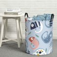 thumbnail image 6 of Sikiie Cute Chameleons On Blue Print Round Dirty Clothes Basket, Waterproof Standing Foldable Storage Basket, for Laundry Room, Bedroom, Bathroom Storage-Small, 6 of 6