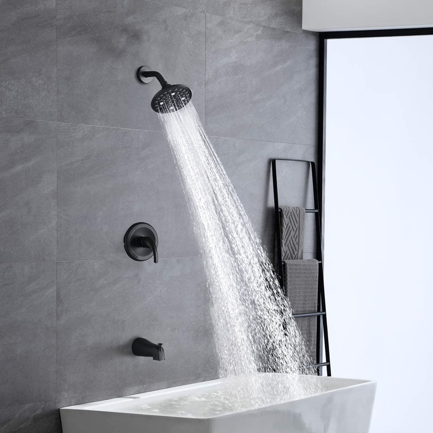 Proox Tub Spout and Shower Kit, Single Handle 5functions Shower Head