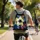 thumbnail image 4 of Mochila de fútbol con cordón de tiro con tela Oxford impermeable, gran bolsa deportiva para gimnasio, viajes o colegio, 4 of 6