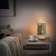 thumbnail image 6 of Cat Flowers Black Table Lamp USB Bedside Desk Nightstand Lamp Printed Gifts Small Lamp Wood Base for Bedroom Living Room Kids Room College Dorm, 6 of 7