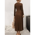 thumbnail image 2 of Women's Long Sleeve Maxi Dress Fall Crewneck Knit Casual Solid Wedding Guest Flowy Long Dress with Pockets, 2 of 5