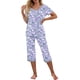 thumbnail image 2 of Puntoco Conjunto de pijama cómodo para mujer Conjunto de pijama y pantalón de manga corta con cuello en V para mujer Conjunto de pijama informal con bolsillos, 2 of 5