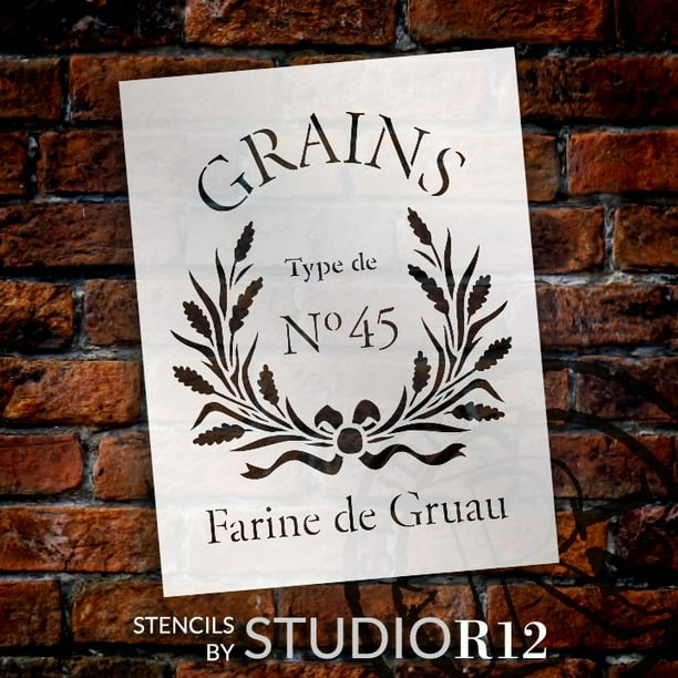French Grain Sack Stencil By Studior12 Reproduction Farine De Gruau Word Art Reusable Mylar Template