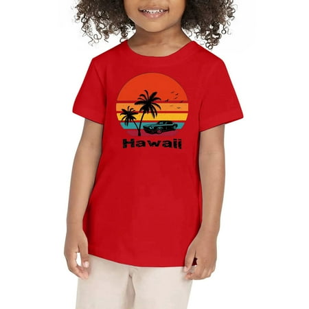 

Girls Tee Summer Coconut Tree Sunset Beach Top Hawaii Vacation Short Sleeve Tropical Shirts for Teen Girl