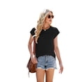 thumbnail image 5 of TEMOFON Womens Cap Sleeve Tops Plain Pleated T-shirts Casual Loose Tank Top Solid Color Basic T-shirts, 5 of 6