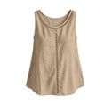 thumbnail image 7 of Karymi T Shirts for Women Round Neck Eyelet Cut‑Out Sleeveless Linen Blend Tank Top, Solid Casual A‑Line Camisole, Curved‑Hem Summer Shirt, Daily Wear Top Blouses for Women, 7 of 7