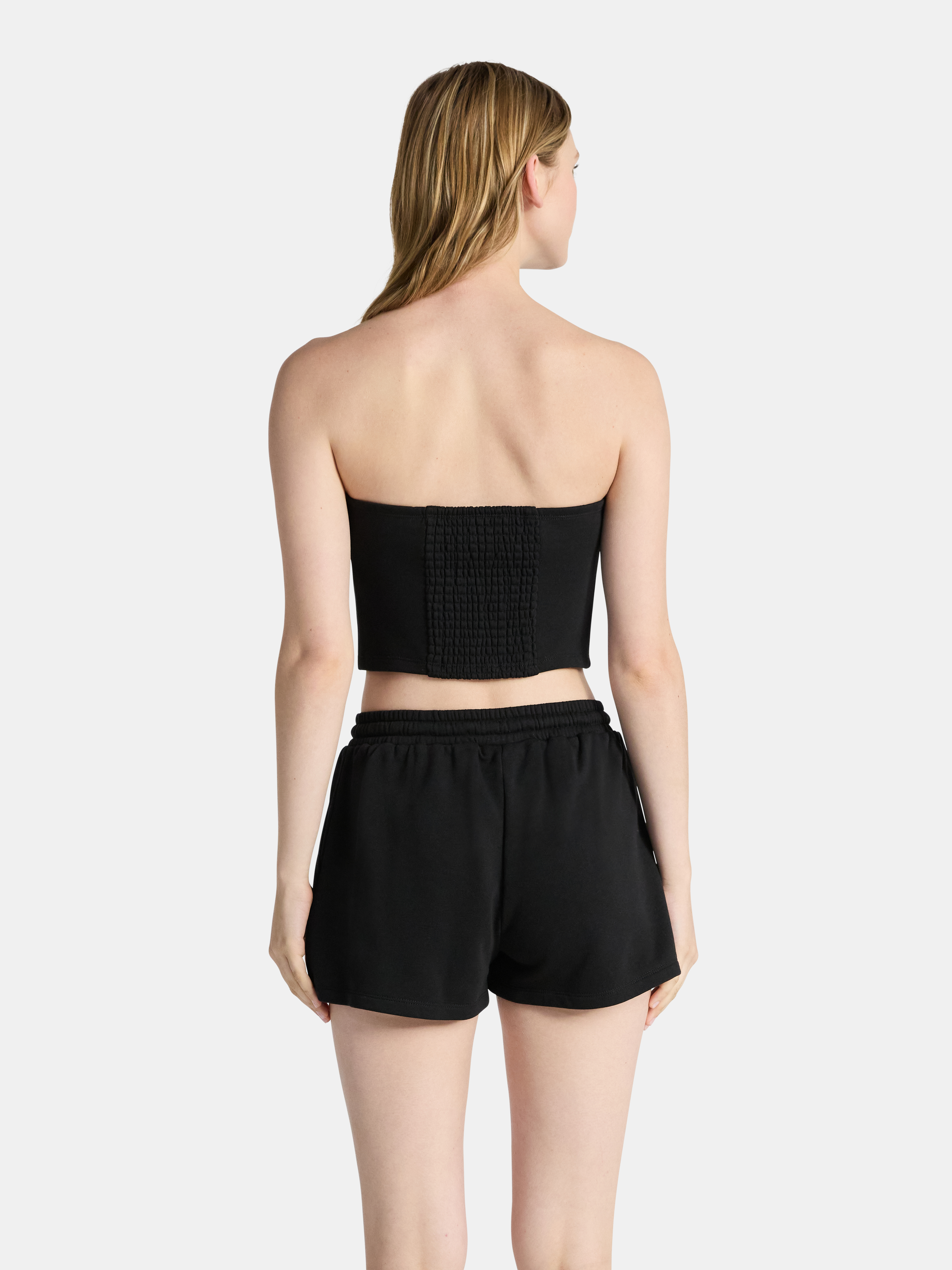 No Boundaries French Terry Tube Top and Shorts Set, 2-Piece