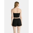 thumbnail image 2 of No Boundaries French Terry Tube Top and Shorts Set, 2-Piece, Women's, 2 of 4