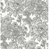 NuWallpaper Black And White Sudbury Vinyl Peel And Stick Wallpaper, 216-in by 20.5-in, 30.75 sq. ft.