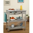 thumbnail image 2 of TMS Oregon 3-Tier Granite Top Rolling Kitchen Island with Drawers and Towel Rack, Gray, 2 of 7