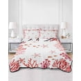 thumbnail image 2 of Quilt King Size Bedding Set, Nautical Coastal Reversible Summer Quilt 3 Pieces, Red Marine Starfish Coral Summer Ocean Lightweight Bedspreads Coverlets with 2 Pillow Shams for All Seasons, 2 of 5