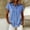 Blue, variant on Striped Womens Button Down Shirt Short Sleeve Summer Cotton Linen Blouse Casual Collared Loose Fit Breathable Women Tops