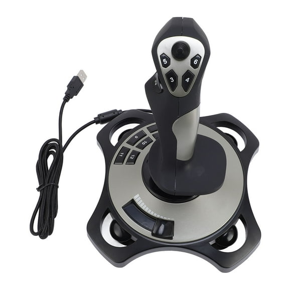 Gaming Flight Stick, Adjustable Vibration Strength 12 Programmable Buttons USB Wired Comfortable Grip Flight Simulator Joystick Controller for Various Games