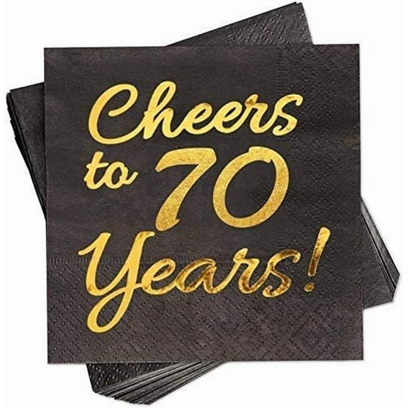 70Th Birthday Decorations Men Women Party Supplies Cocktail Napkins Black 70 Bir