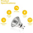 thumbnail image 4 of GU10 Halogen Bulbs 35W, Warm White 2700K, Dimmable, 6-Pack, Compatible with Philips, Energy Class G, 4 of 5