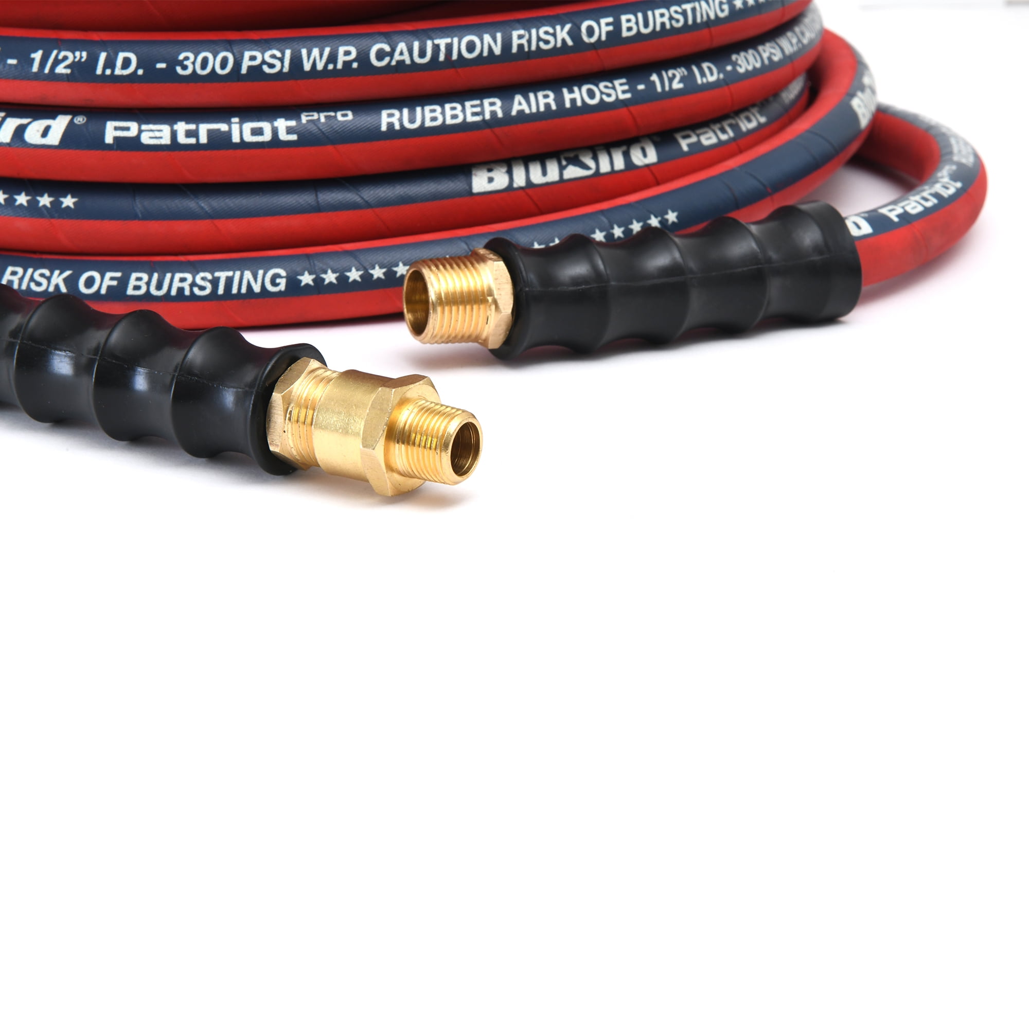 BluBird Patriot Pro Rubber Air Hose - 3/8"x 25' with 1/4" MNPT