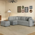 thumbnail image 2 of Euroco L-Shape Sofa Bed with Storage Ottoman and Hidden Arm Storage, Sectional Sofa Sleeper with USB Port for Living Room Apartment, Light Gray, 2 of 11
