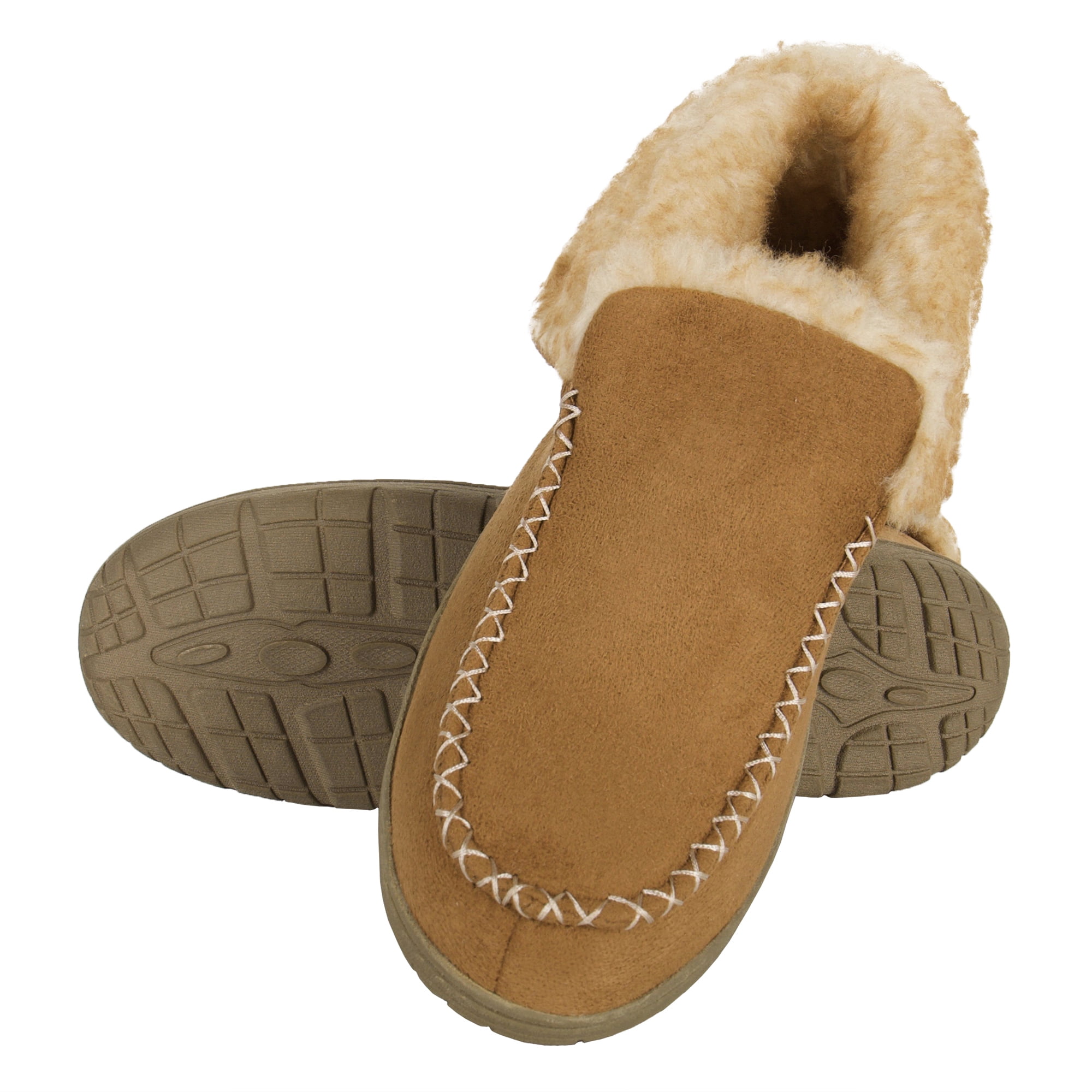 men's chaps suede & memory foam moccasin slippers
