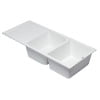 ALFI brand AB4620DI-W White 46" Double Bowl Granite Composite Kitchen Sink with Drainboard