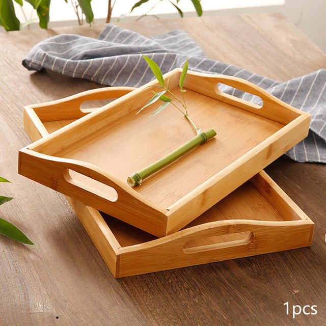 Bandejas de madera para servir Bandejas de madera de forma rectangur para manualidades s recortadas, bandejas de cocina para servir pasteles, , barras, chocote 38x25x5cm Baoblaze Bandeja de servir