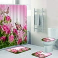 thumbnail image 1 of Balems Shower Curtain Sets with Rugs，4Pcs,Nature Pattern，Include Non-Slip Rug, Toilet Lid Cover and Bath Mat, Shower Curtain with 12 Hooks for Bathroom, Large Size, 1 of 7