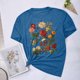 thumbnail image 5 of Blusas de Verano de las Mujeres Flor Impresa Cuello Redondo Manga Corta Superior, Verano Superior de las Mujeres, 5 of 8
