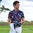 thumbnail image 3 of Rateoe Red White Blue Fireworks 1 Pattern Men's Short Sleeve Polo Shirts, Golf Polo Shirts Short Sleeve Performance Moisture Wicking Dry-3X-Large, 3 of 6