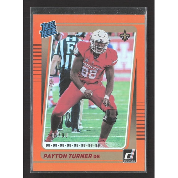 2021 Panini Donruss Orange Payton Turner #342 85/98 New Orleans Saints Football Card