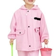 thumbnail image 4 of Boys Girls Rain Coat Waterproof Long Sleeved Hooded Fashionable Packable Rain Jacket School Toddler Clothing Rainwear Pink 2-6 Years, 4 of 6
